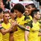 Axel Witsel (C) has kept a watchful eye on English talent Jadon Sancho (L) this season