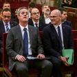 The vice-president of Spain's Senate concluded that Catalan leader Raul Romeva (C, pictured February 2019) had to be automatically suspended since he is in jail