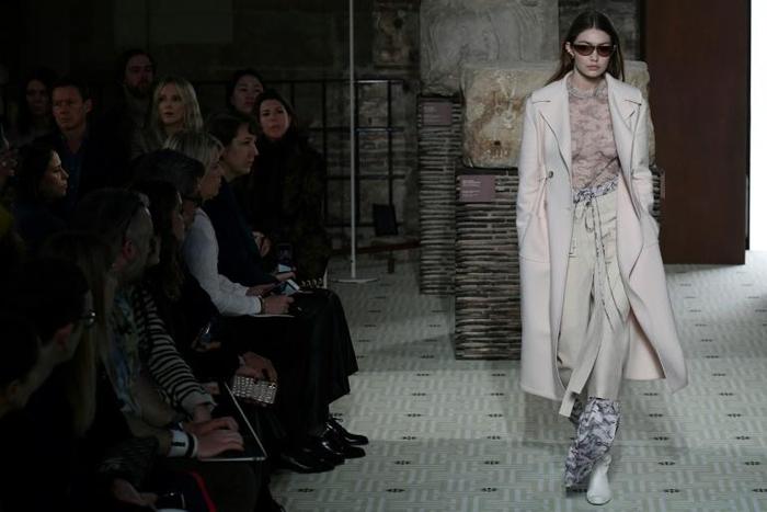 US model Gigi Hadid was helped the new Lanvin collection from French designer Bruno Sialelli