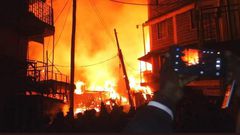 The scene of the early morning fire at the busy Gikomba Market.