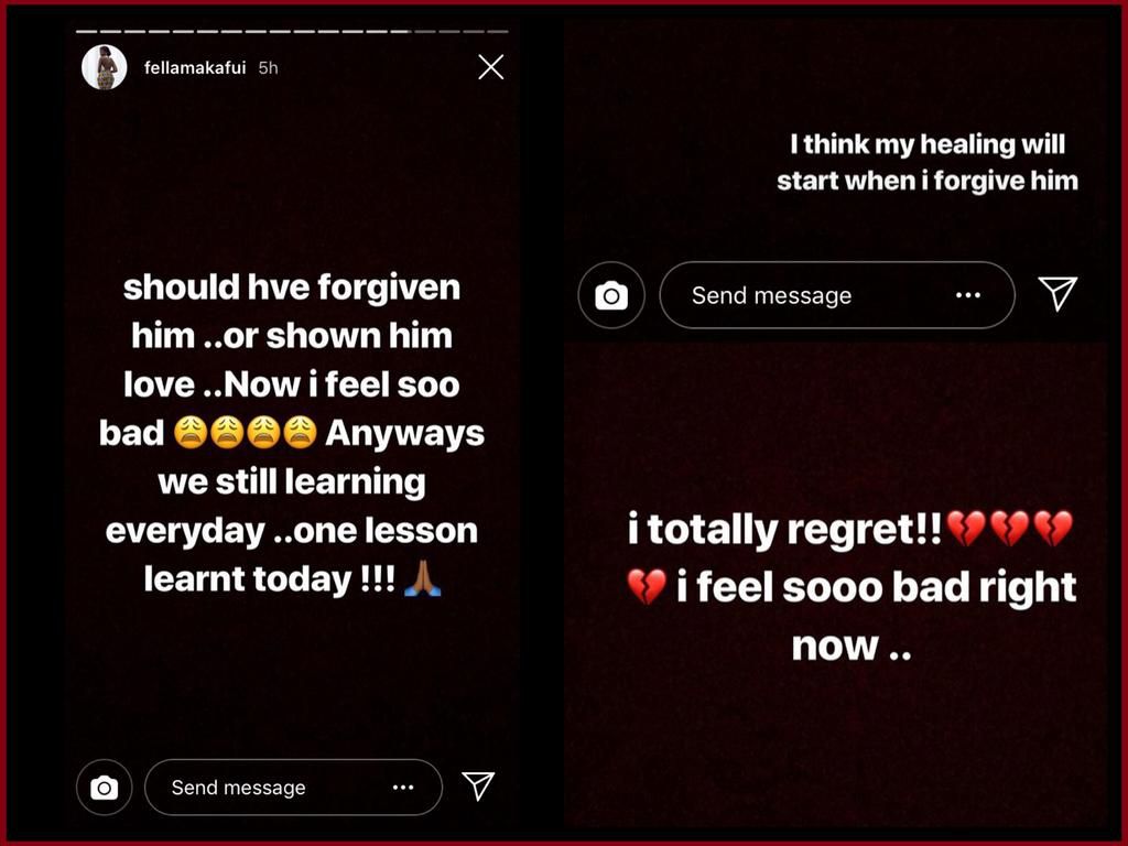 Fella Makafui's Instastory  posts