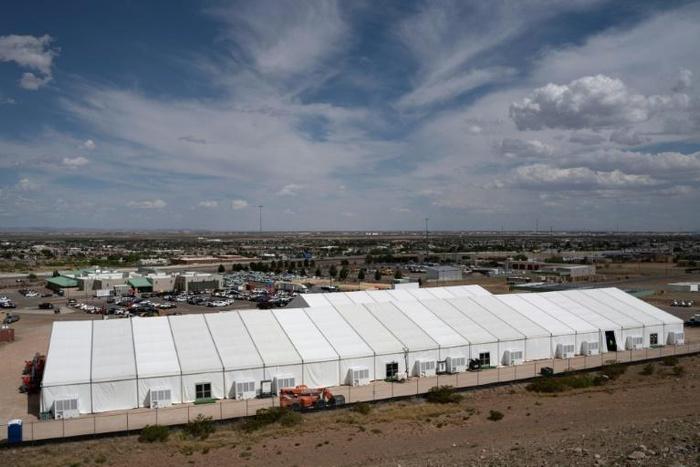 Construction of a new migrant processing facility is underway at the Customs and Border Protection - El Paso Border Patrol Station in El Paso, Texas on April 26, 2019