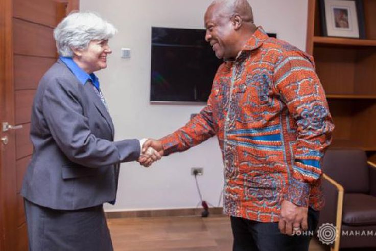 John Mahama and US Ambassador to Ghana, Stephanie S. Sullivan