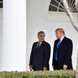 US President Donald Trump (R) greets Colombian President Ivan Duque at the White House on February 13, 2019