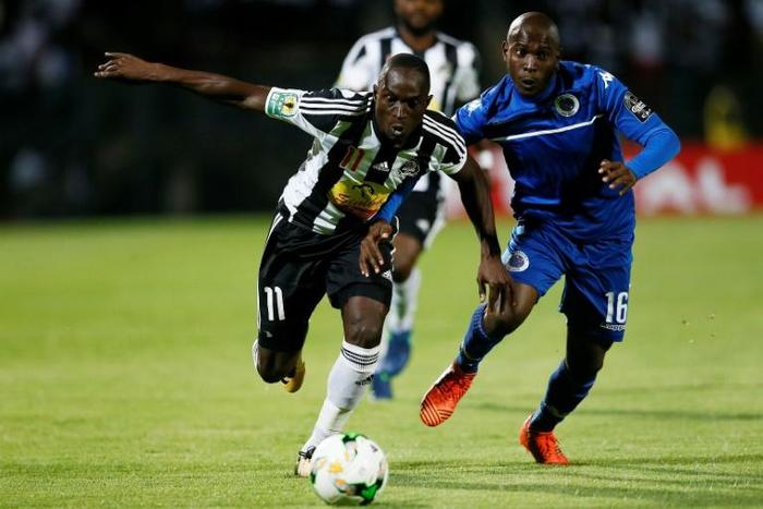 Aubrey Modiba (R) created the winning goal for SuperSport United