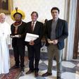 Pope Francis met Brazil's indigenous chief Raoni Metuktire (centre) and other indigenous leaders Monday