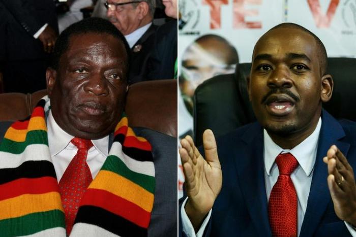 Mnangagwa (L) and Chamisa