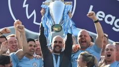 Serial winner: Pep Guardiola won his eighth top-flight league title as a coach in 10 seasons on Sunday