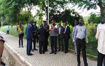 University authorities with police officials