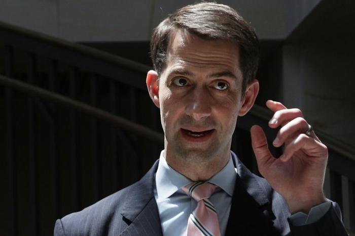 Bill co-sponsor Senator Tom Cotton (pictured May 2017) said "keeping PLA scientists out of our research laboratories is a basic act of self-defense"