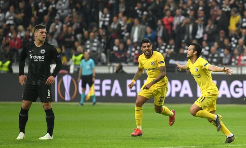 Pedro's first-half goal drew Chelsea level after Luka Jovic had given hosts Frankfurt the lead in Thursday's semi-final clash