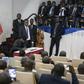 Sidiki Abbas, leader of the 3R armed group claiming to defend the Fulani people, signs the so-called Khartoum Agreement on Wednesday