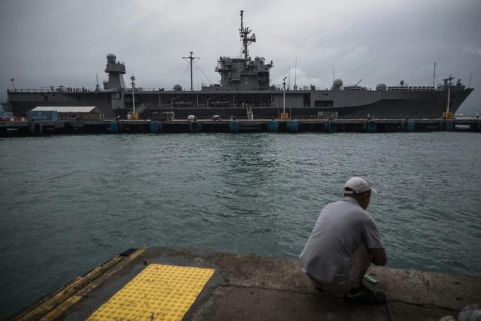 The USS Blue Ridge during a call in Hong Kong on April 20, 2019. The 7th Fleet flagship is leading "Operation Vanguard" near Guam