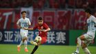 Hat-trick hero: Shanghai SIPG's Oscar curls home his second, a beauty from the edge of the box against Ulsan