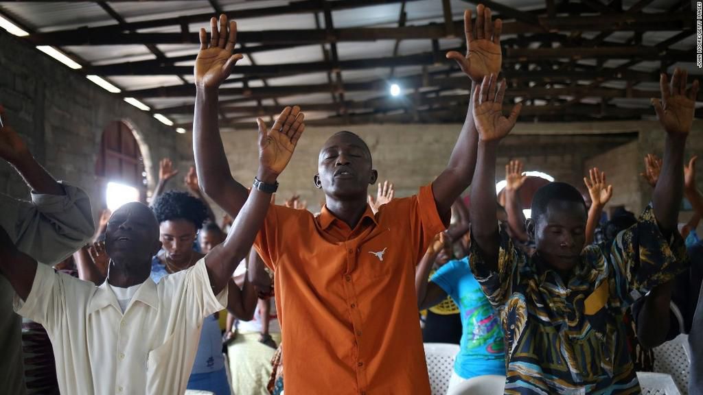 Church members praying