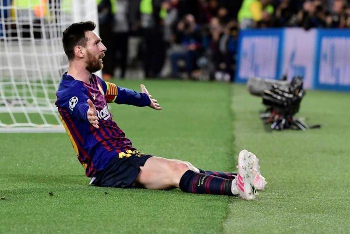 Two goal star: Lionel Messi celebrates