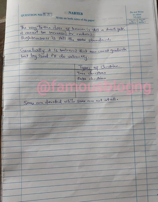 Answer booklet
