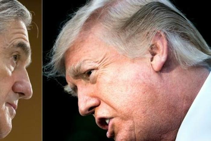 US President Donald Trump (R) feared that the investigation led by Special Counsel Robert Mueller (L) would end his presidency, according to Mueller's final probe report