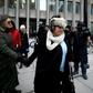 Shelly Kinsman (R) leaves the Toronto courthouse in Toronto, Bruce McArthur was sentenced for killing her brother Andrew Kinsman and seven other men