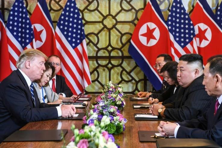 US President Donald Trump and North Korean leader Kim Jong Un sat down for formal discussions in Hanoi