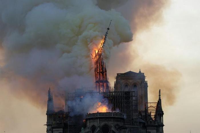 At around 7.50 pm (1750 GMT), Notre-Dame's spire collapsed and within a few hours, a large part of the roof had been reduced to ashes