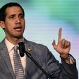 The president of Venezuela's National Assembly and self-proclaimed acting president Juan Guaido delivers a speech at the Central University of Venezuela (UCV) in Caracas on February 8, 2019