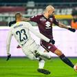 Torino's Italian forward Simone Zaza (R) scored before being sent off in Turin.