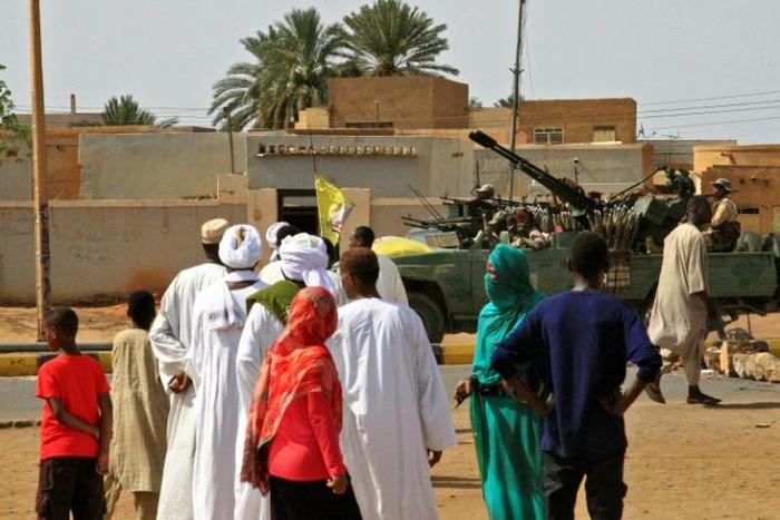 Heavily armed Sudanese security forces were out on patrol as Muslim worshippers attended Eid al-Fitr prayers