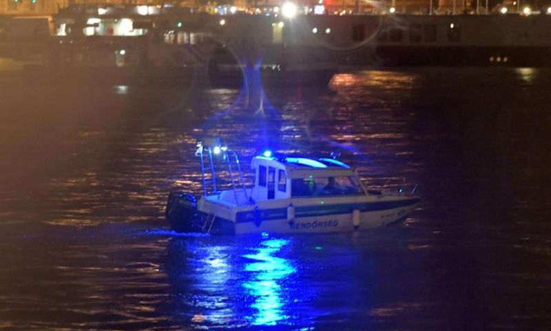 Police search for survivors after the Hungarian 'Hableany' (Mermaid) river boat capsized after a collision on the Danube in Budapest