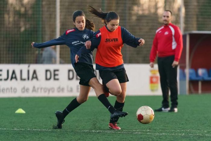 Girls train at the Castilla Leon Football School Women Federation in Spain, which has approved a new league that will revamp women's football in the country