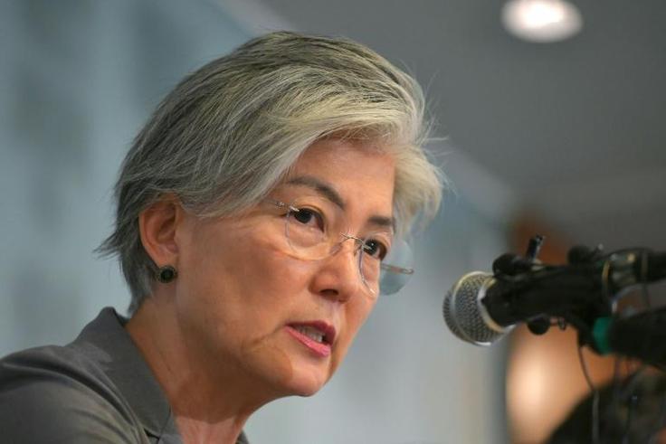 South Korea's Foreign Minister Kang Kyung-wha speaks during a press conference at the Seoul Foreign Correspondents' Club on May 3, 2019