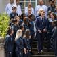 Emmanuel Macron and his wife Brigitte Macron met players and staff of France's omen's football team at France's training camp in Clairefontaine