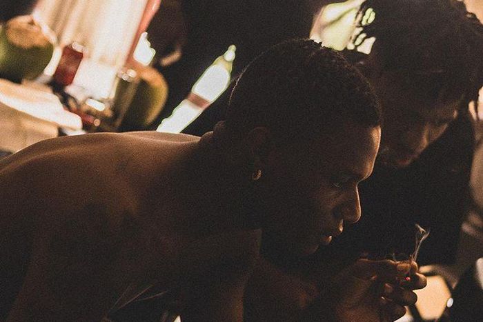 Kwesi Arthur and Wizkid in the recording studio