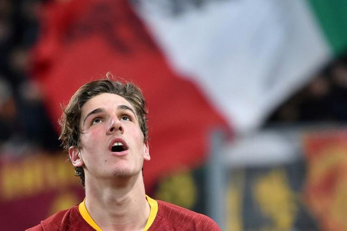 Star in the making: AS Roma midfielder Nicolo Zaniolo, 19, becomes the youngest Italian to score a Champions League double.