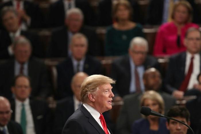 President Donald Trump delivers the State of the Union address in the chamber of the US House of Representatives