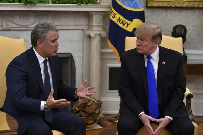 President Donald Trump said Venezuela's leftist leader Nicolas Maduro was "making a terrible mistake" by blocking US humanitarian aid, as he hosted Colombian President Ivan Duque at the White House to discuss the crisis