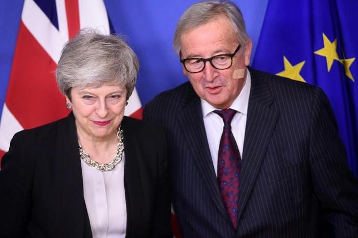 One day after Prime Minister Theresa May (L, pictured February 20, 2019) met EU Commission president Jean-Claude Juncker, her Brexit minister and attorney general were back in Brussels for talks with EU negotiators