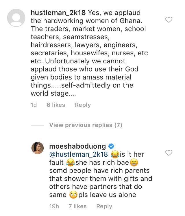 Moesha replies fan