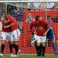 Manchester United '99 Legends celebrate a goal against Bayern Munich in a charity match