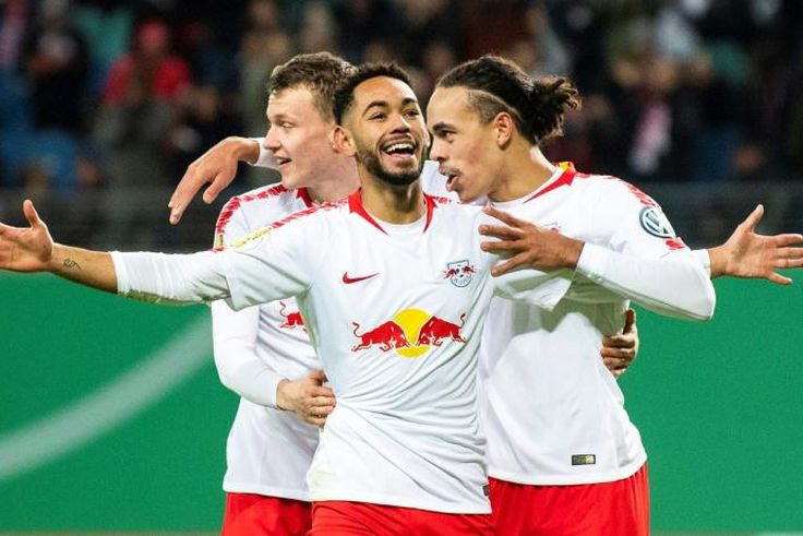Matheus Cunha (C) scored his eighth goal of the season as RB Leipzig broke new ground in the German Cup