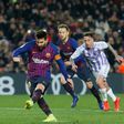 Lionel Messi scored a penalty and missed one on Saturday as Barcelona moved seven points clear in La Liga