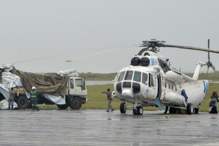 World Food Programme (WFP) helicopters flew in much-needed food supplies to Ibo Island and Quissanga in northern Mozambique