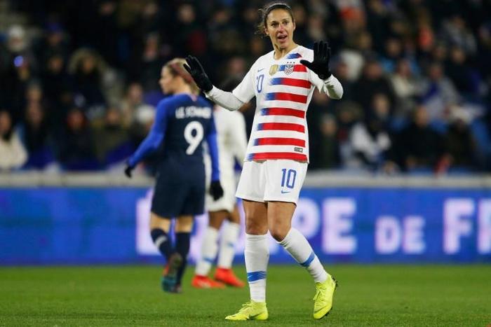 United States women's football star Carli Lloyd was among those wearing an iconic woman's name on her jersey in Saturday's game against England