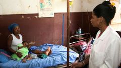 Soa Robertine's two-year-old daughter Frangeline weighs no more than a child of four months