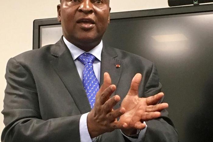 Central African Republic President Faustin-Archange Touadera hails the prospects of a new peace accord as he addresses the US Institute of Peace in Washington