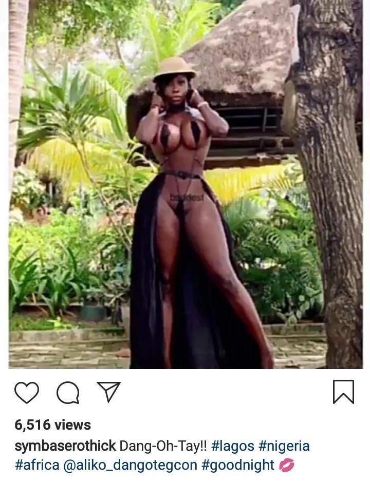 Curvy model who claims to have a crush on Dangote shares her nude photos with him