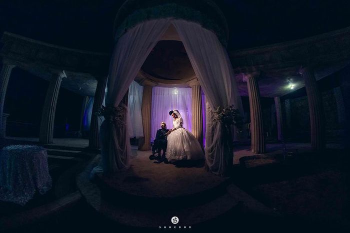 This couple had an accident after their proposal; she stayed to marry him in a wheelchair (Credit: Shoebox Photography)