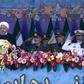 Iranian President Hassan Rouhani deliver his Army Day address in 2018 flanked by top generals