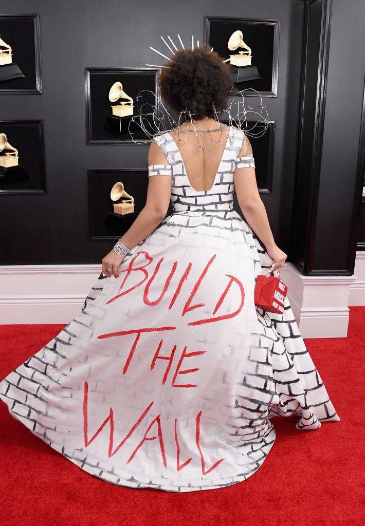 Joy Villa in a 'Build the Wall' dress