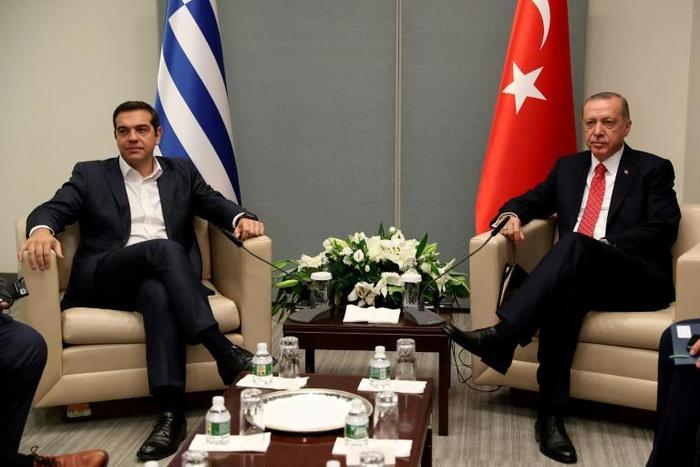 Turkish President Recep Tayyip Erdogan (R) and Greek Prime Minister Aleksis Tsipras will meet for bilateral talks this week to ease tensions